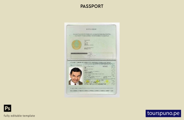 listo para imprimir la plantilla de pasaporte de Kazajstán ()